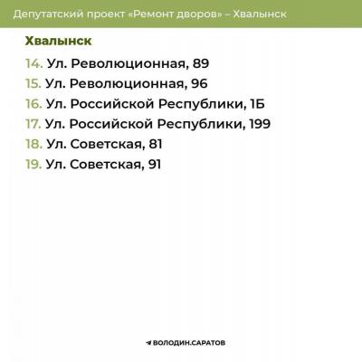В Саратове, Вольске и Хвалынске отремонтируют дворы: адреса 
