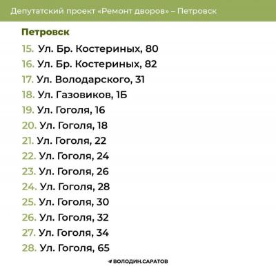 В Петровске и Светлом отремонтируют дворы В Петровске и Светлом отремонтируют дворы