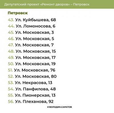 В Петровске и Светлом отремонтируют дворы В Петровске и Светлом отремонтируют дворы