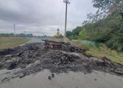 На дороге под Вольском сгорело более 7 тонн сена 