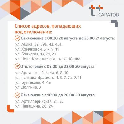 В Кировском, Заводском и Ленинском районах Саратова отключили горячую воду