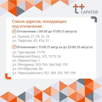 В Волжском и Ленинском районах Саратова отключили горячую воду