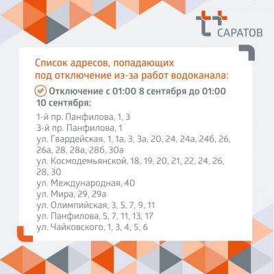 В Октябрьском и Ленинском районах Саратова ограничат подачу воды