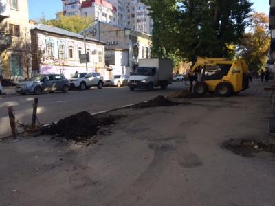 На улице Яблочкова высадят более двух десятков деревьев